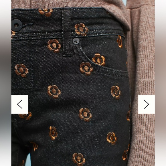 Pilcro and the Letterpress Gold Floral Embellished Jeans - Picture 4 of 8